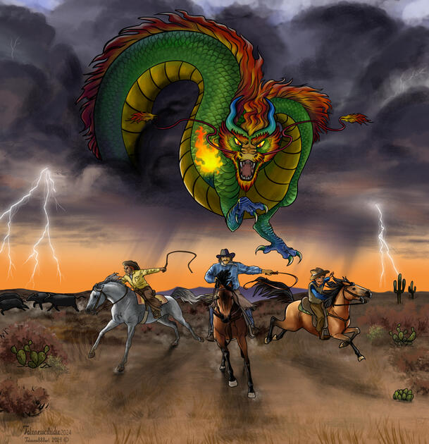 Western chinese dragon chase Western chinese dragon chase